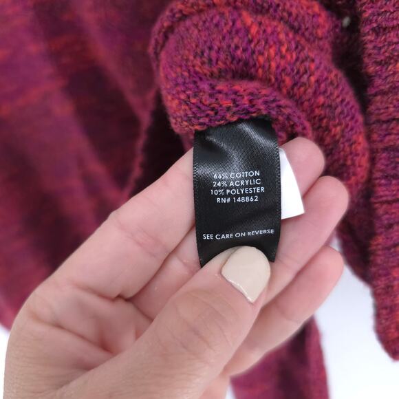 Torrid Boho Chic Vibrant Marled Maroon V-Neck Cuffed Short-Sleeve Sweater 14/16 - Picture 5 of 10